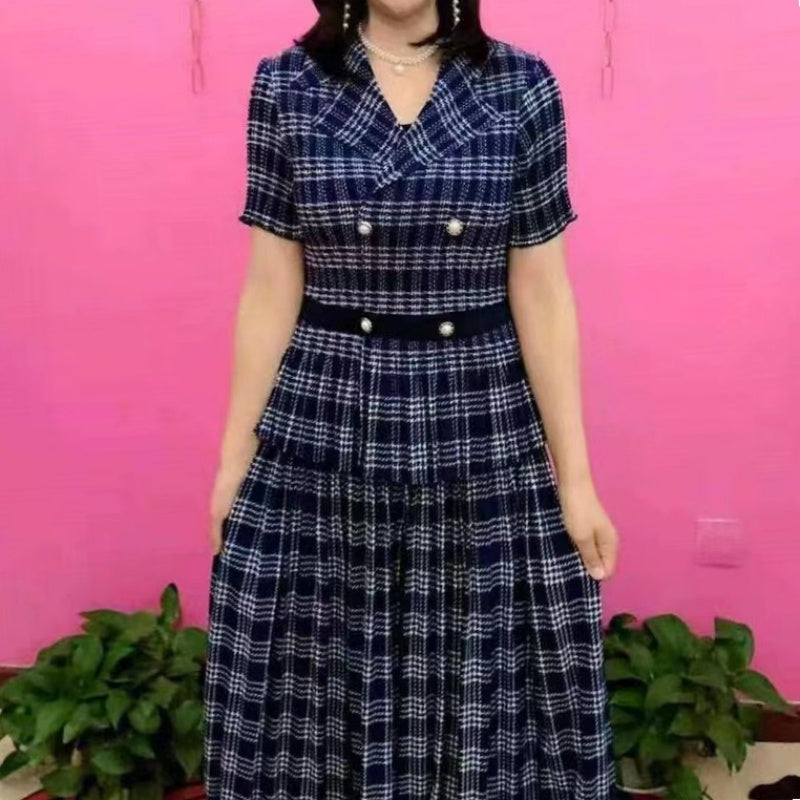 Women’s Trendy Plaid Two-Piece Set Short Sleeve Top & Skirt📦free shipping