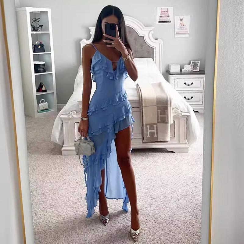 Lady's Monochrome Sexy Evening Dress