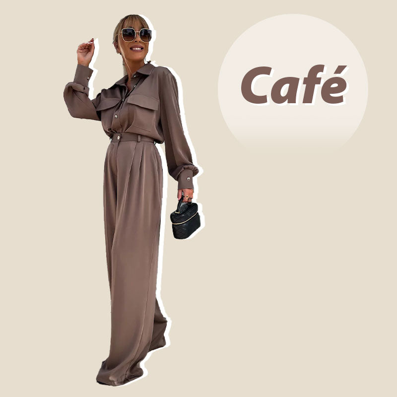 Women's Casual Long Sleeve Shirt and Loose Pants(2 Piece Set)