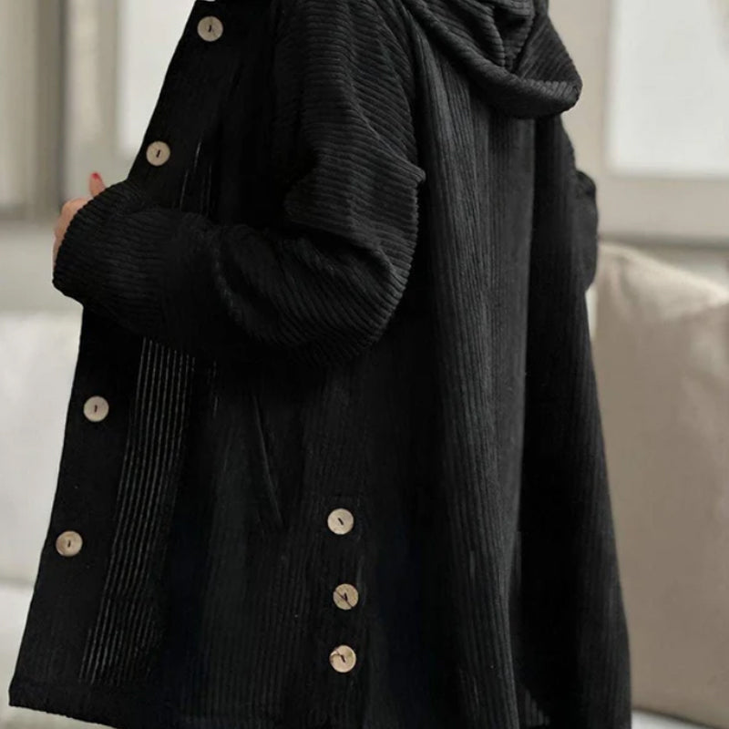 🍂Fall Specials🍂Casual Solid Color Thickened Hooded Button Coat