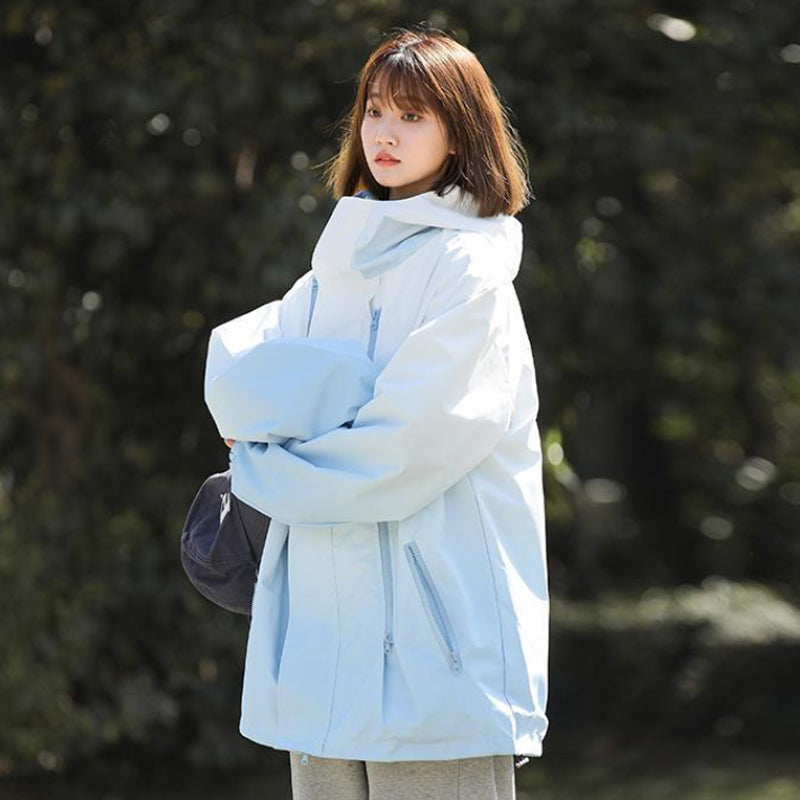 Gradient Color Unisex Hooded Windproof and Waterproof Jacket