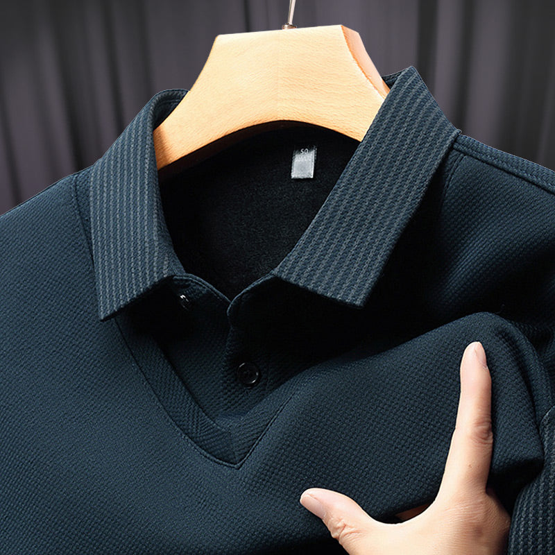 🍂Fall Specials🍂Men's Lapel Faux Two-Piece Knitted Shirt