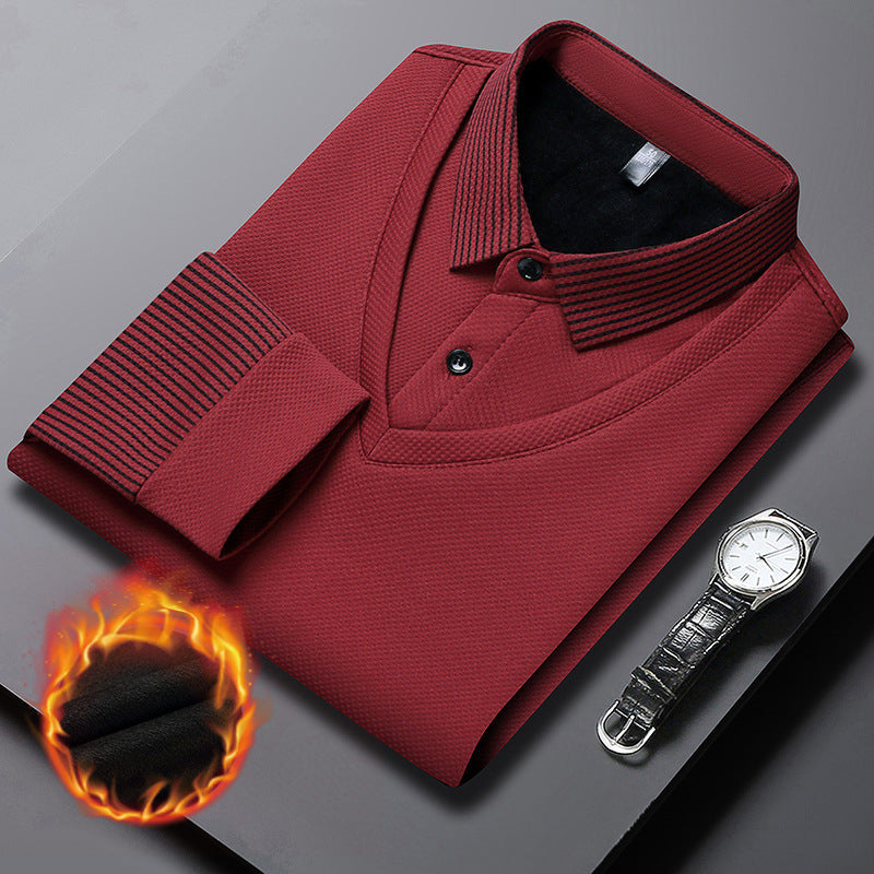 🍂Fall Specials🍂Men's Lapel Faux Two-Piece Knitted Shirt