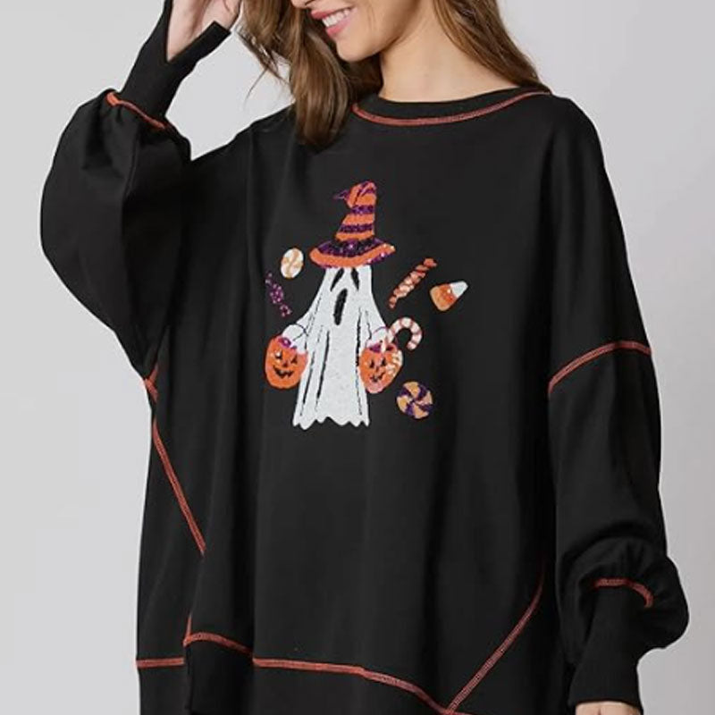 🍂Fall Specials🍂Women’s Trendy Halloween Ghost Sequin Sweatshirt