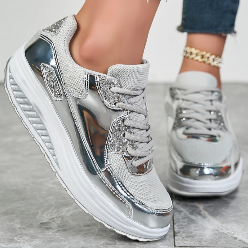 đEnd-of-Fall SpecialsđWomenâs Trendy Casual Sparkling Style Platform Sneakersâ¨