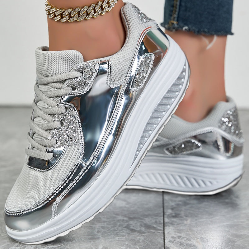 đEnd-of-Fall SpecialsđWomenâs Trendy Casual Sparkling Style Platform Sneakersâ¨