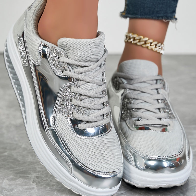 đEnd-of-Fall SpecialsđWomenâs Trendy Casual Sparkling Style Platform Sneakersâ¨