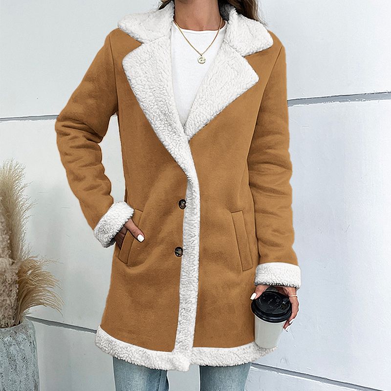 ❄️Winter-Specials❄️Women’s Mid-length Button-down Lapel Collar Coat with Sherpa Lining