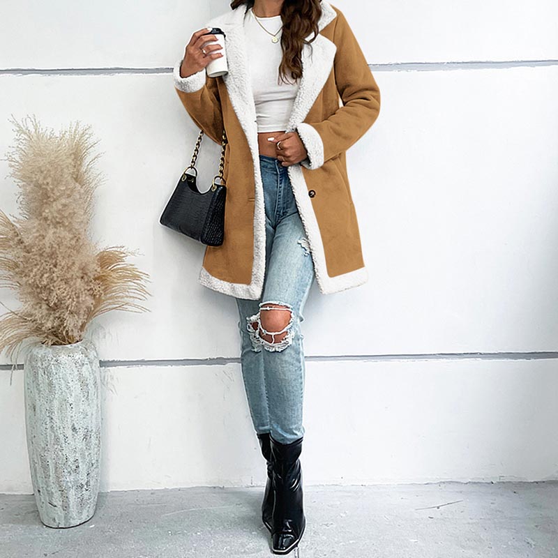 ❄️Winter-Specials❄️Women’s Mid-length Button-down Lapel Collar Coat with Sherpa Lining