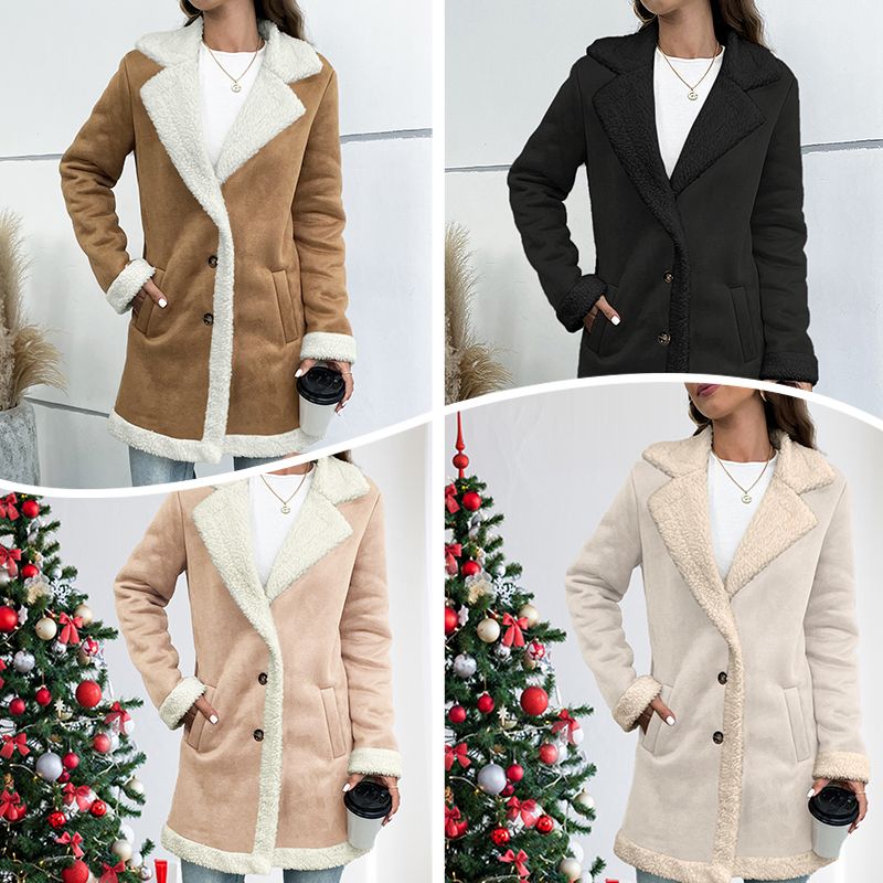 ❄️Winter-Specials❄️Women’s Mid-length Button-down Lapel Collar Coat with Sherpa Lining