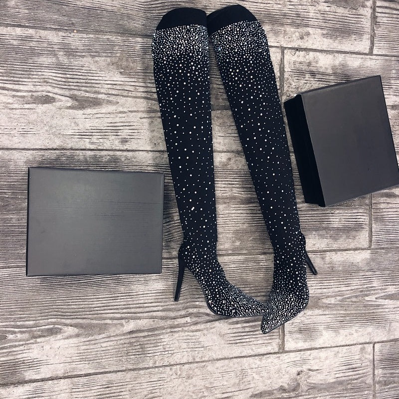 ❄️Winter-Specials❄️Women’s Sparkly Faux Diamonds Over-the-Knee Boots