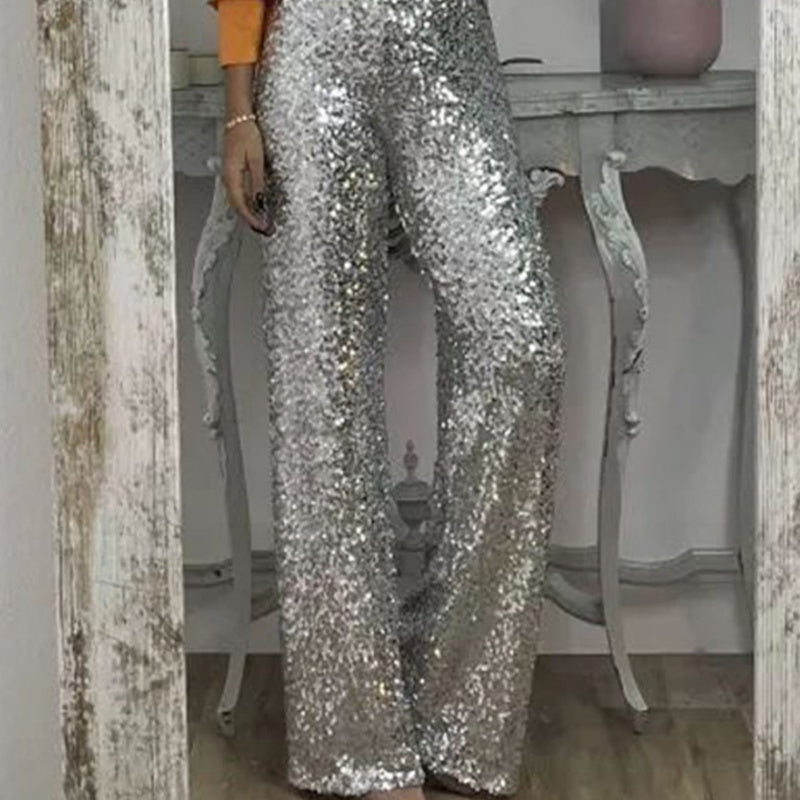 🎅Pre-Christmas Special🎄Women's High-Waist Sequin Slim Stretch Pants with Flared Legs