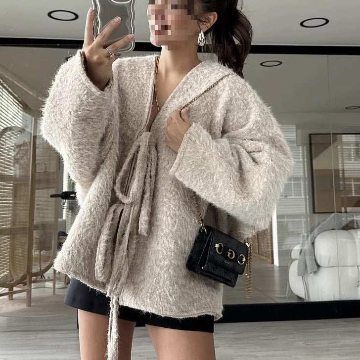 ❄️Winter Specials❄️ Women's Bow Tie Front Open Cardigan