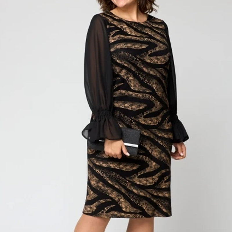 🌸Spring Specials🌸 Women's Mesh Long Sleeve Round-Neck Printed Dress
