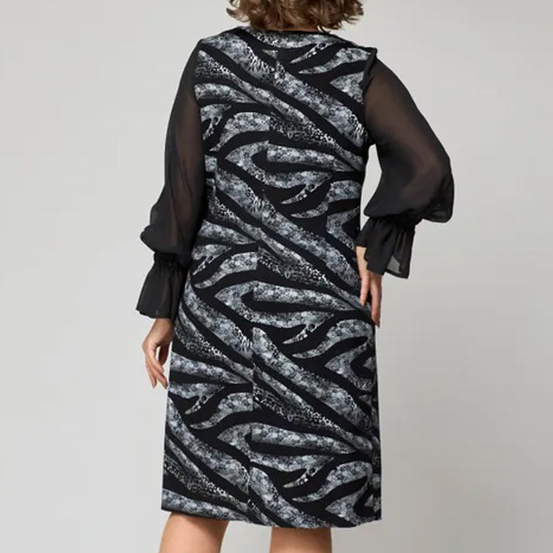 🌸Spring Specials🌸 Women's Mesh Long Sleeve Round-Neck Printed Dress