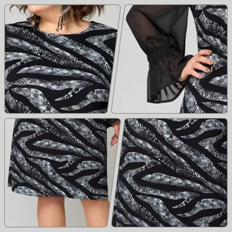 🌸Spring Specials🌸 Women's Mesh Long Sleeve Round-Neck Printed Dress
