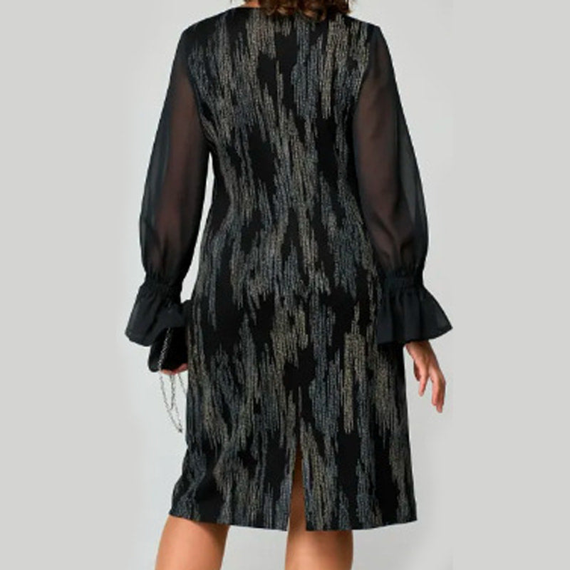🌸Spring Specials🌸 Women's Mesh Long Sleeve Round-Neck Printed Dress
