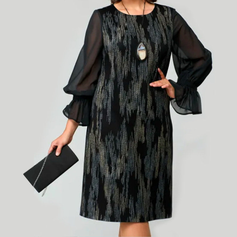 🌸Spring Specials🌸 Women's Mesh Long Sleeve Round-Neck Printed Dress