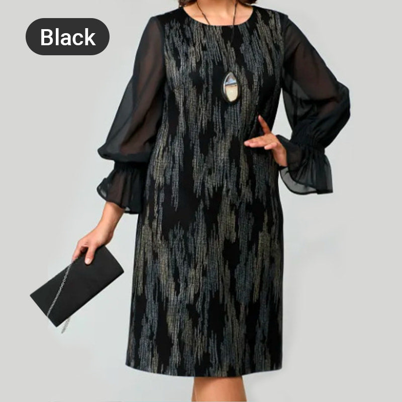 🌸Spring Specials🌸 Women's Mesh Long Sleeve Round-Neck Printed Dress