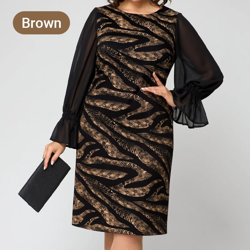 🌸Spring Specials🌸 Women's Mesh Long Sleeve Round-Neck Printed Dress