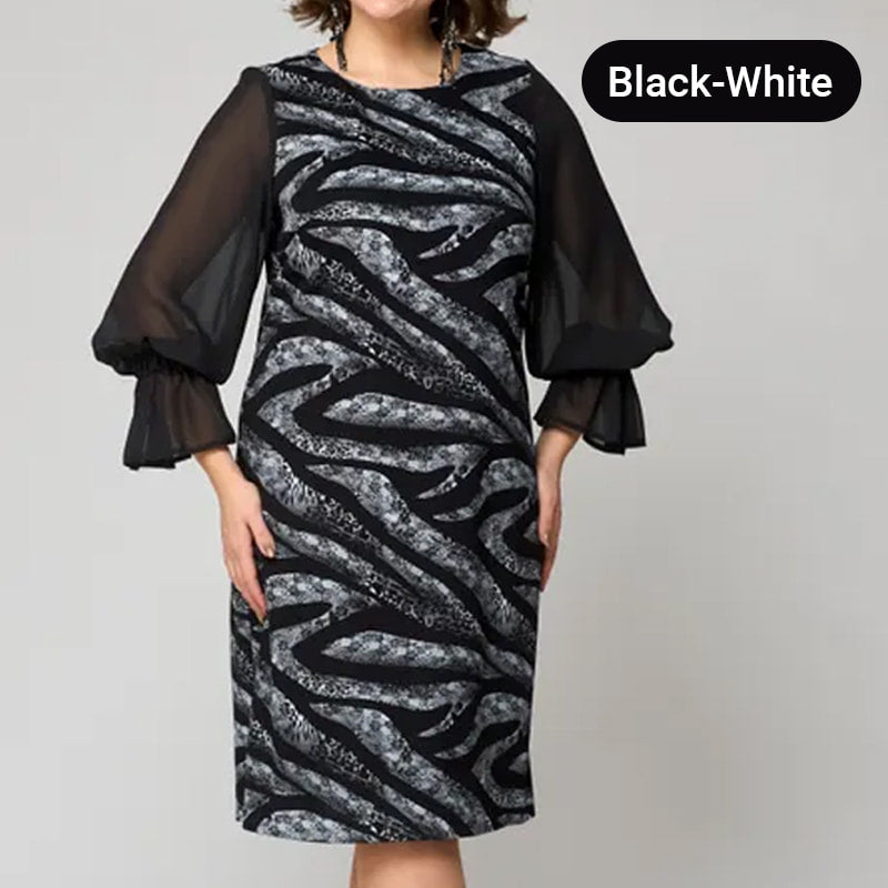 🌸Spring Specials🌸 Women's Mesh Long Sleeve Round-Neck Printed Dress