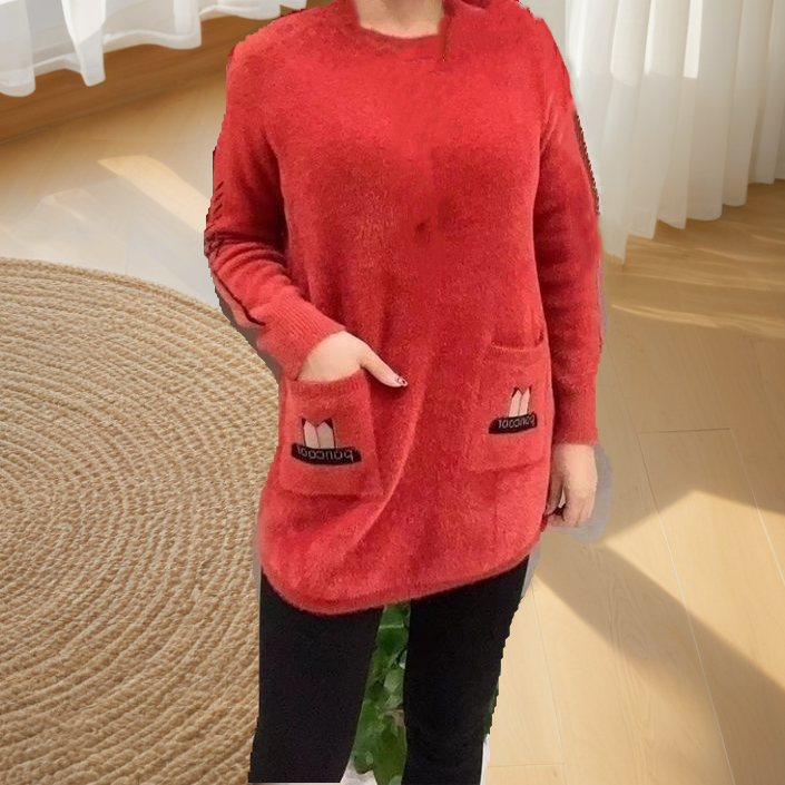 🎅Xmas Specials🎄Women's Loose Warm Round-Neck Sweater with Pockets