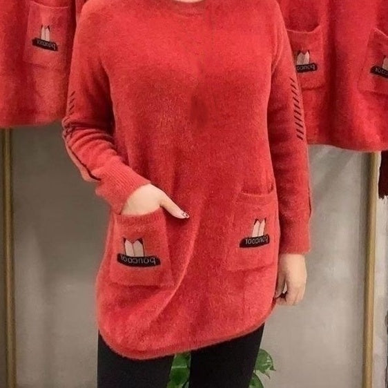 🎅Xmas Specials🎄Women's Loose Warm Round-Neck Sweater with Pockets