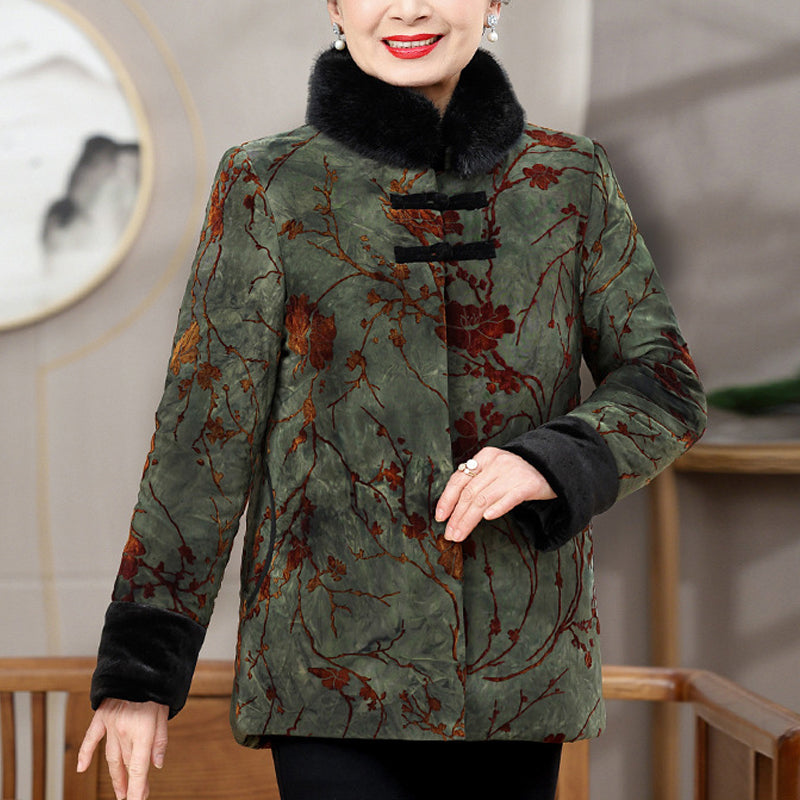 ❄️Winter Specials❄️ Women's Winter Faux Fur Collar Print Coat