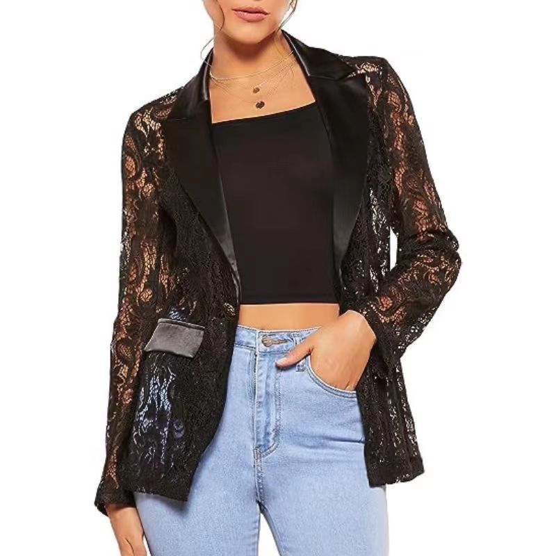🌸Spring Specials🌸 Women's Elegant Lace Lapel One-Button Blazer