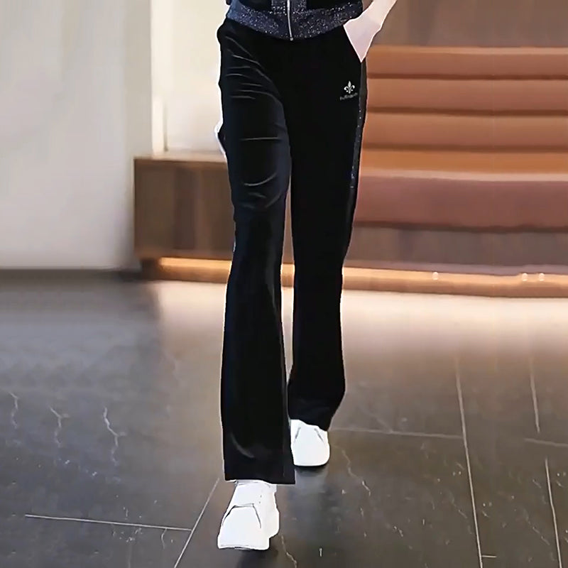 🔥HOT SALE🔥 Women's Velvet-Like Contrast Color 2-Piece Tracksuit