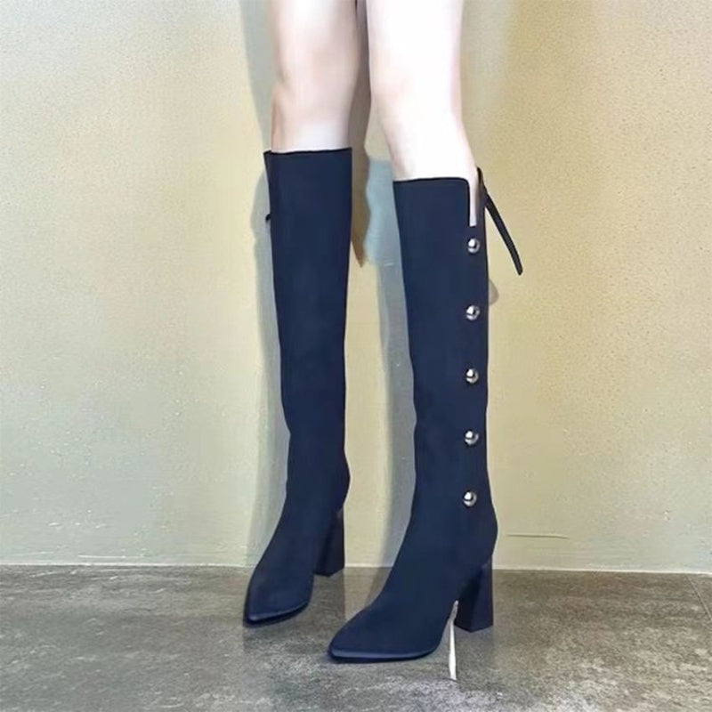❄️Winter Specials❄️ Pointed Toe Chunky Heel Warm Long Boots