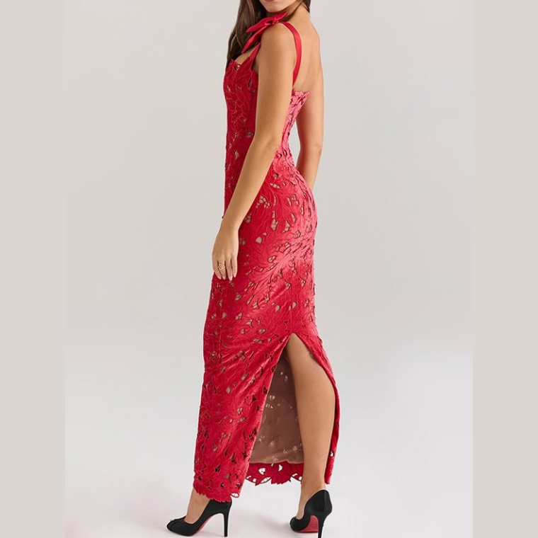 🌸Spring Specials🌸 Elegant Bow Split Lace Dress