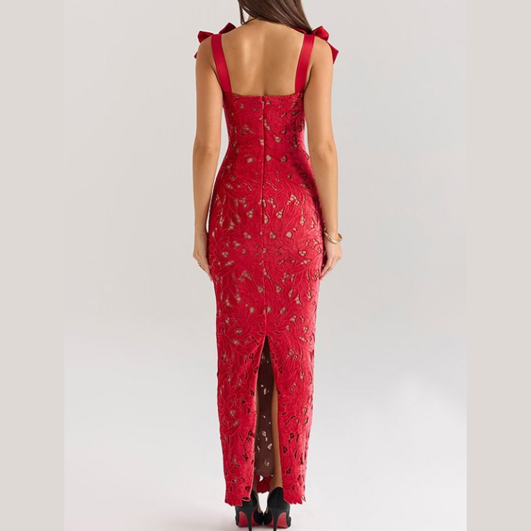 🌸Spring Specials🌸 Elegant Bow Split Lace Dress