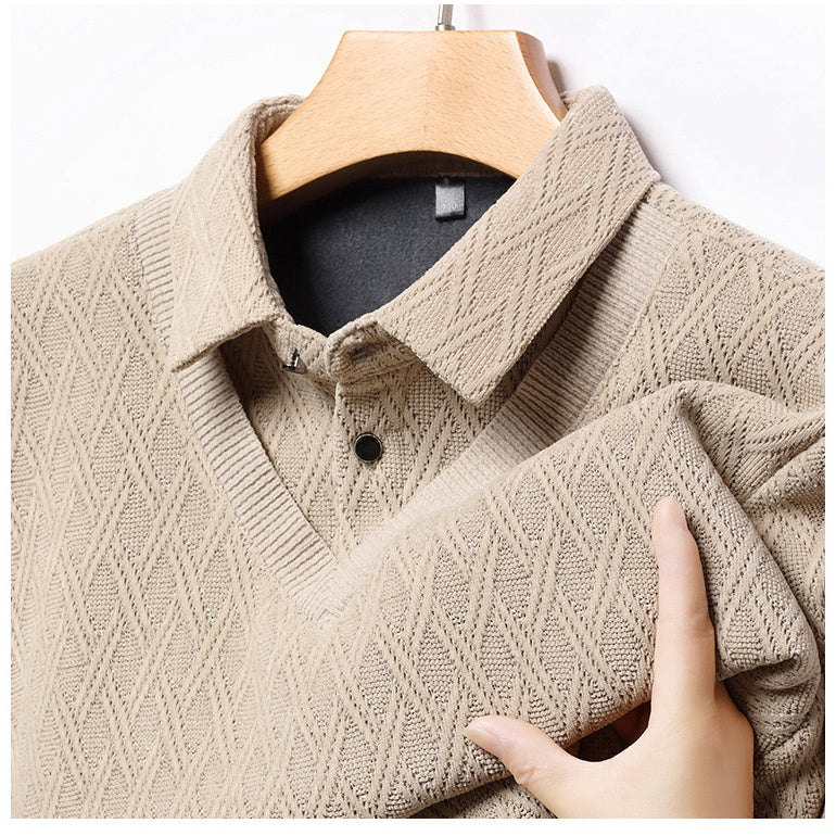 ❄️Winter Specials❄️ Men's Plush-Lined Mock Layered Lapel Shirt