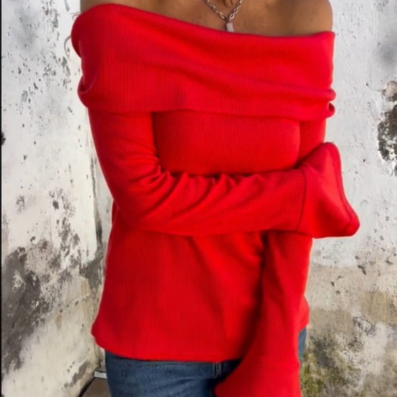š„2025 HOT SALEš„ Off-the-Shoulder Long Sleeve Sweater