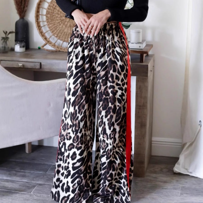 🔥2025 HOT SALE🔥 Women's Leopard Print Patchwork Wide Leg Pants