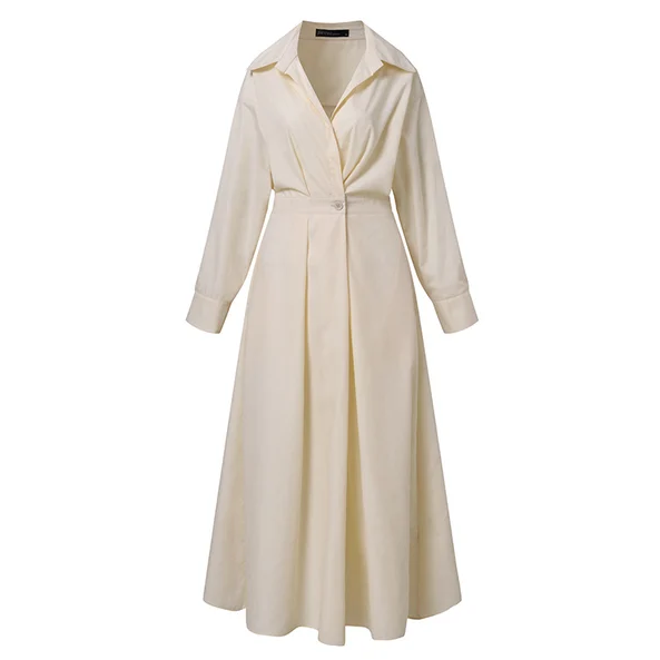 🌸Spring Specials🌸 Women's Plain Cotton Lapel Shirt Wrap Dress