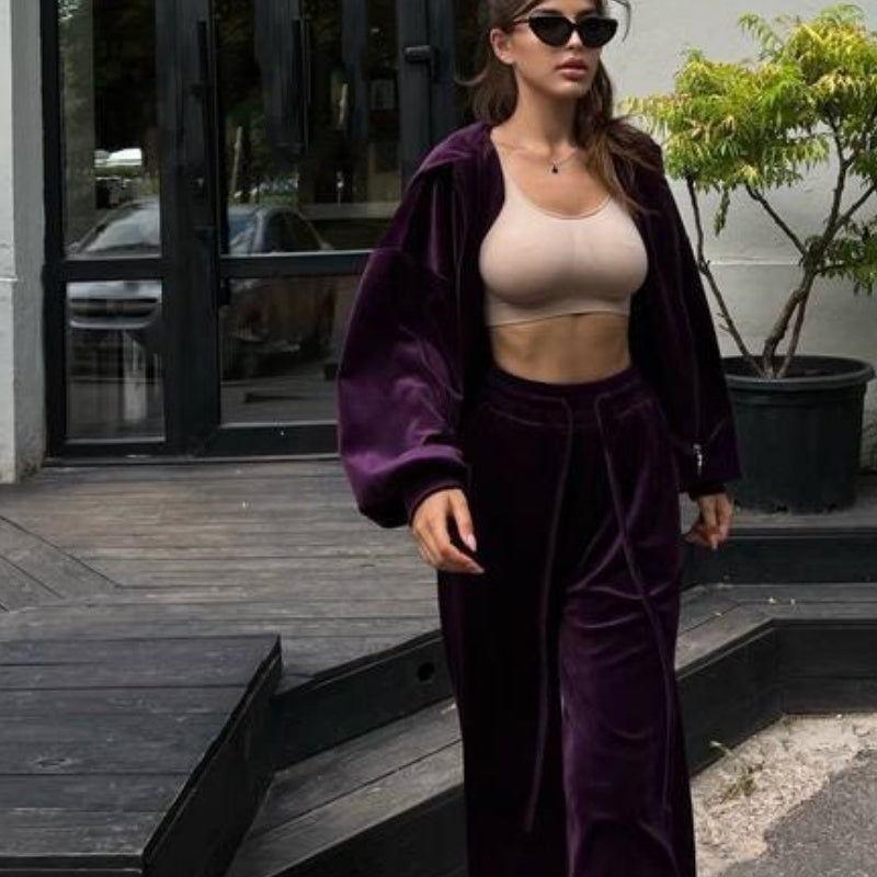 đ„2025 HOT SALEđ„ Women's Corduroy Zippered 2-Piece Sports Set