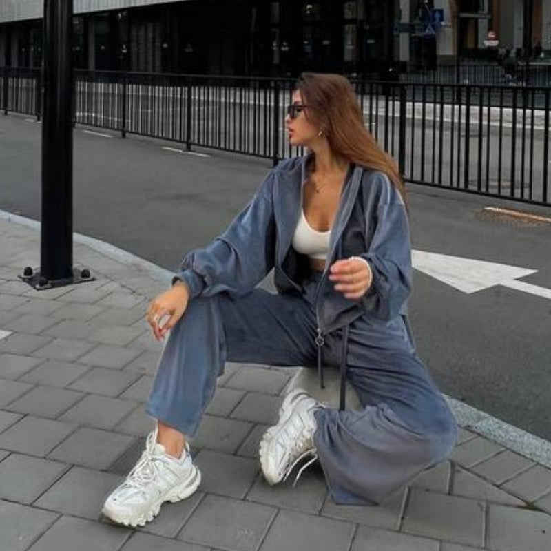 đ„2025 HOT SALEđ„ Women's Corduroy Zippered 2-Piece Sports Set
