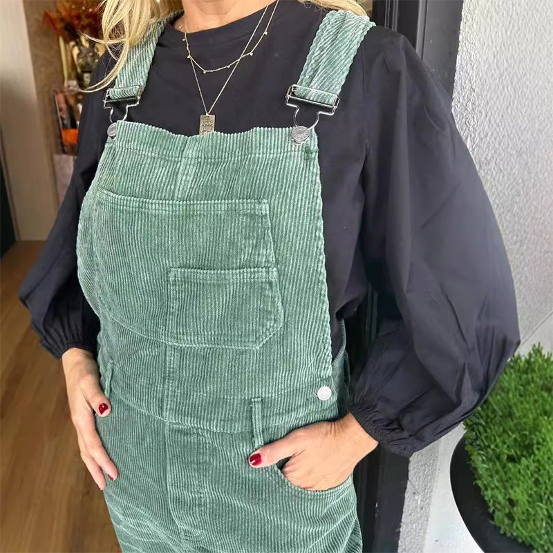 🔥2025 HOT SALE🔥 Women's Fashion Corduroy Holey Overalls