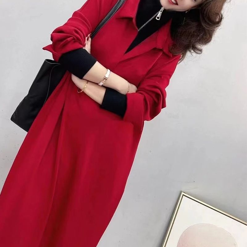 š„2025 HOT SALEš„ Womenās Stylish Faux Two-Piece Dress with Belt