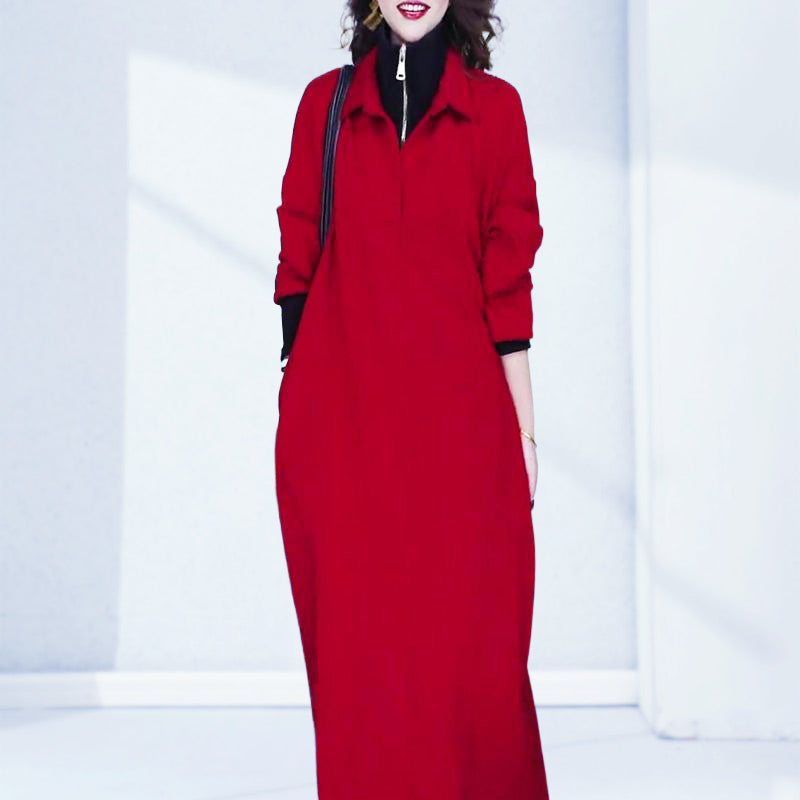 š„2025 HOT SALEš„ Womenās Stylish Faux Two-Piece Dress with Belt