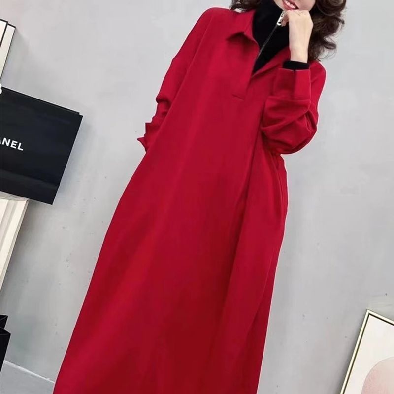 š„2025 HOT SALEš„ Womenās Stylish Faux Two-Piece Dress with Belt