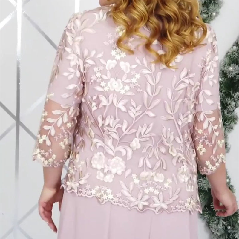 🌸Spring Specials🌸 Plus Size Swing Dress Set with Embroidered Cover