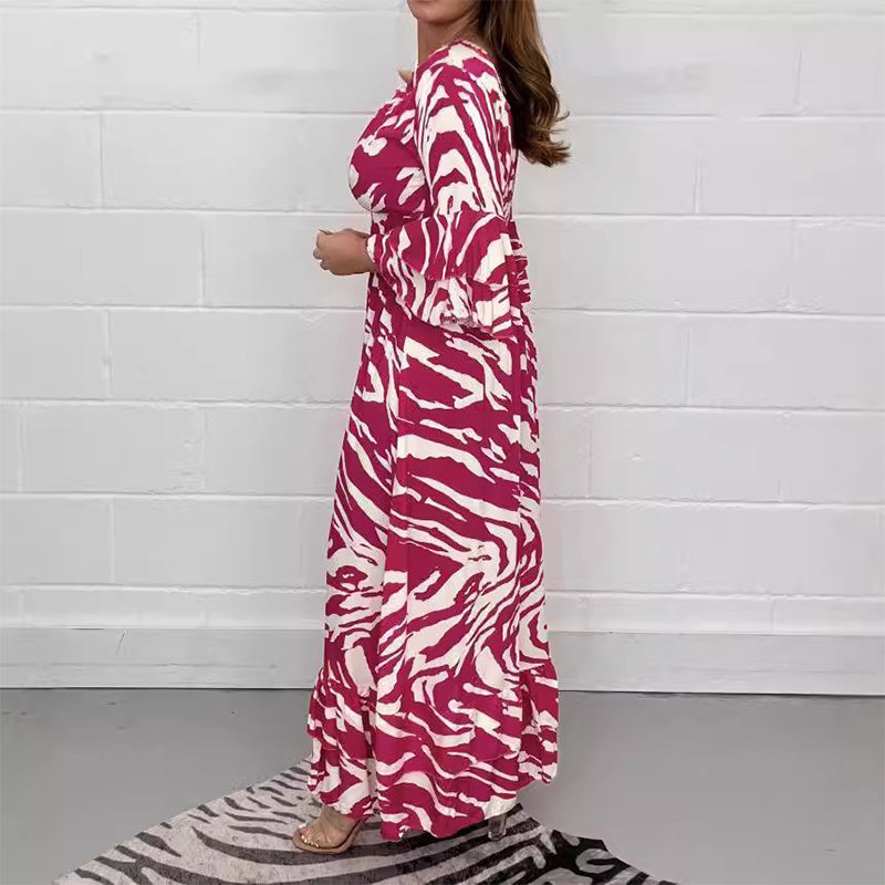 🌸Spring Specials💐 V-Neck Zebra Stripe Waistline 3/4 Sleeve Dress