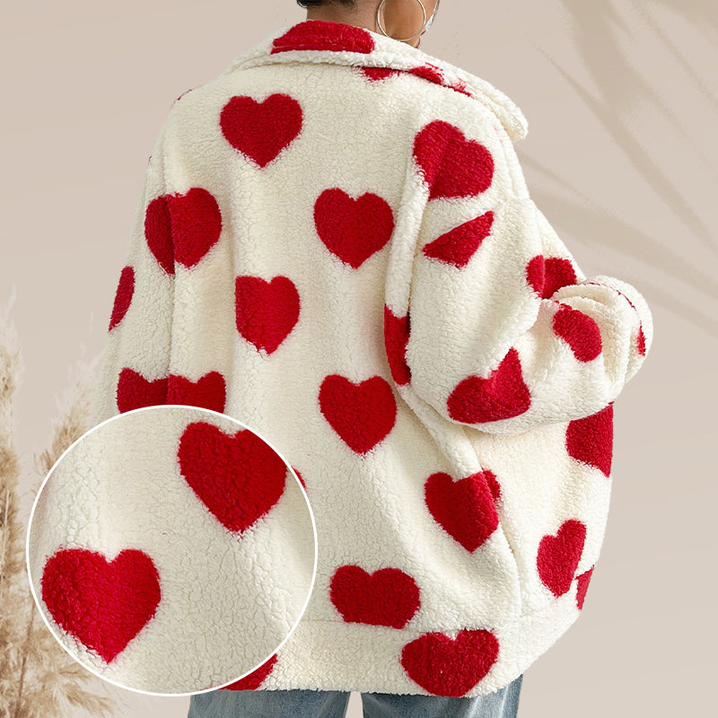 ❄️Winter Specials❄️ Women’s Warm Heart Print Full Zip Coats