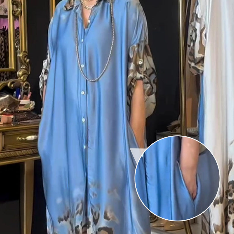 🌸Spring Specials🌸 Women's Printed Lapel Long Sleeve Maxi Dress
