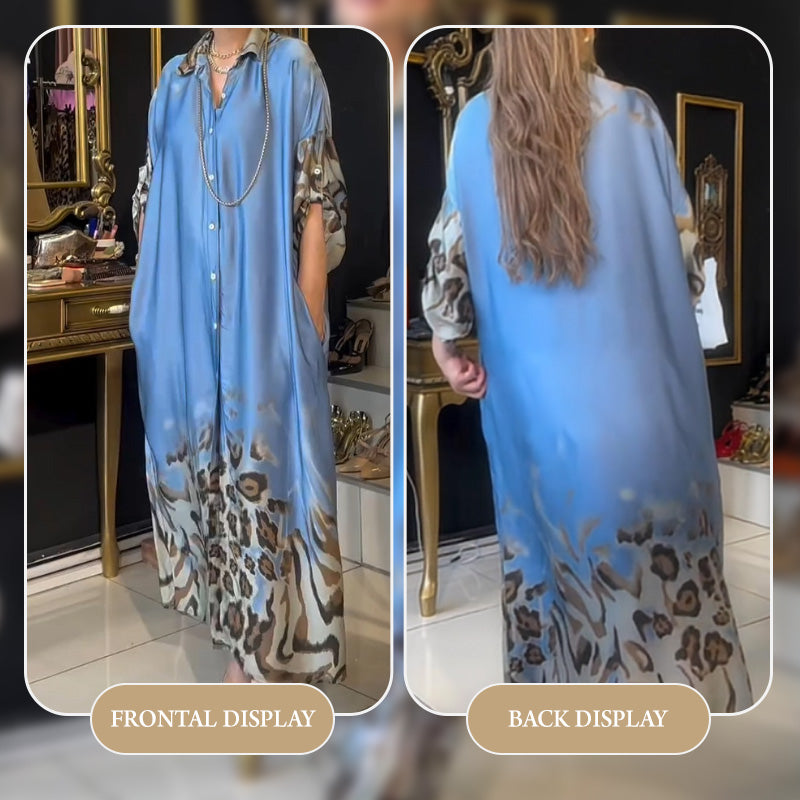 🌸Spring Specials🌸 Women's Printed Lapel Long Sleeve Maxi Dress