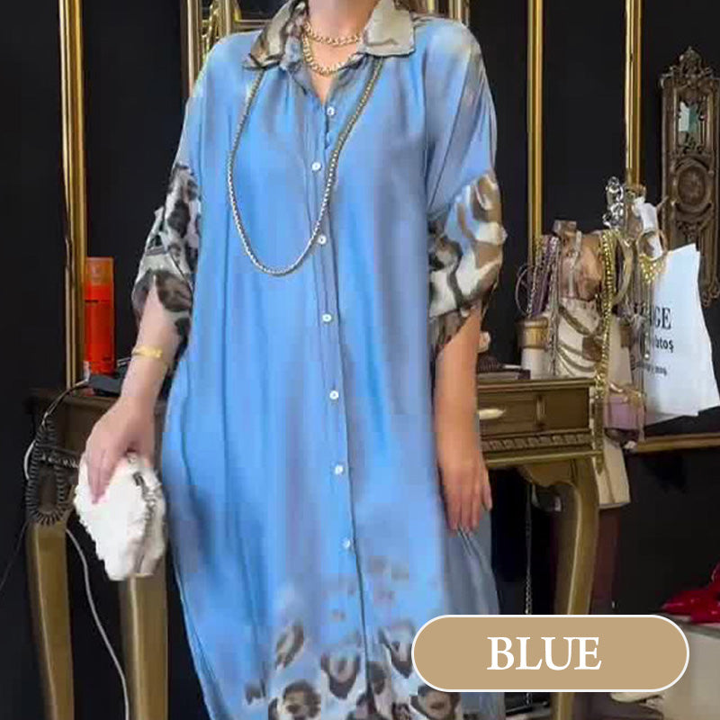🌸Spring Specials🌸 Women's Printed Lapel Long Sleeve Maxi Dress