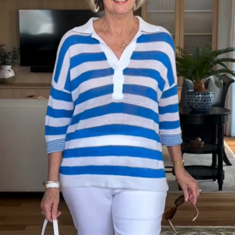 🌸Spring Specials🌸 Women’s Casual Lapel V-Neck Striped Tops